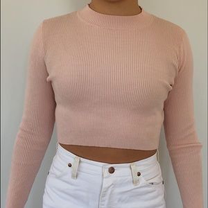 Brandy Melville Brett Mock Neck Sweater Light Pink